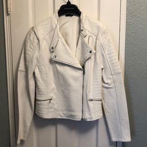 Beautiful White Leather Jacket XL